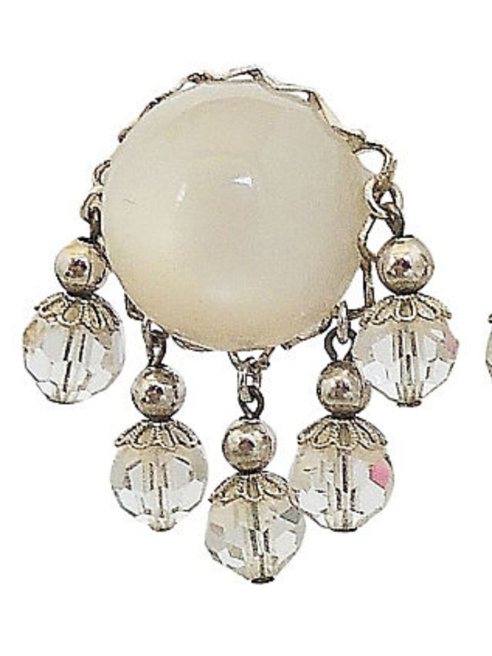 Vintage 1950s Signed Napier Moonglow Dangles Clip Earrings